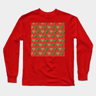 Cactus heart nopal adorable red prickly pear mexican modern pattern Long Sleeve T-Shirt